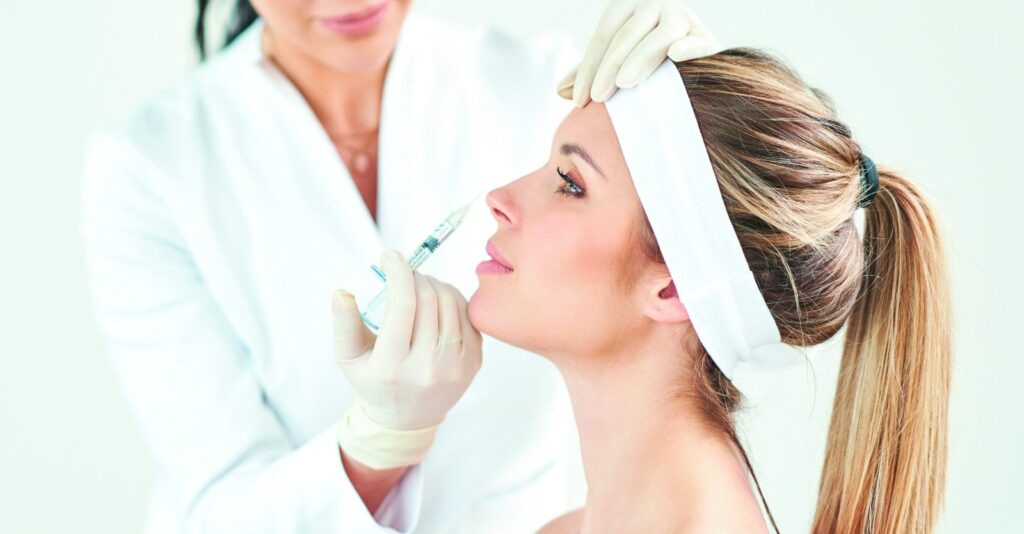 Botox injection in the forehead area