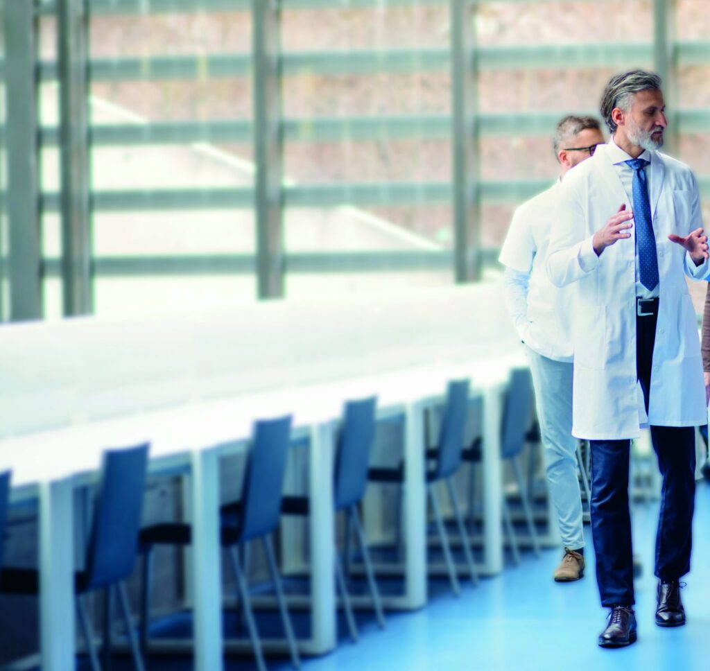 Doctors walking in a hospital corridor