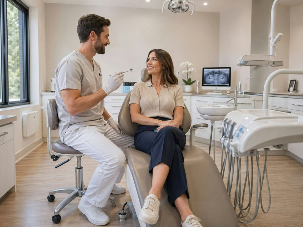 Smiling patient during a dental check-up