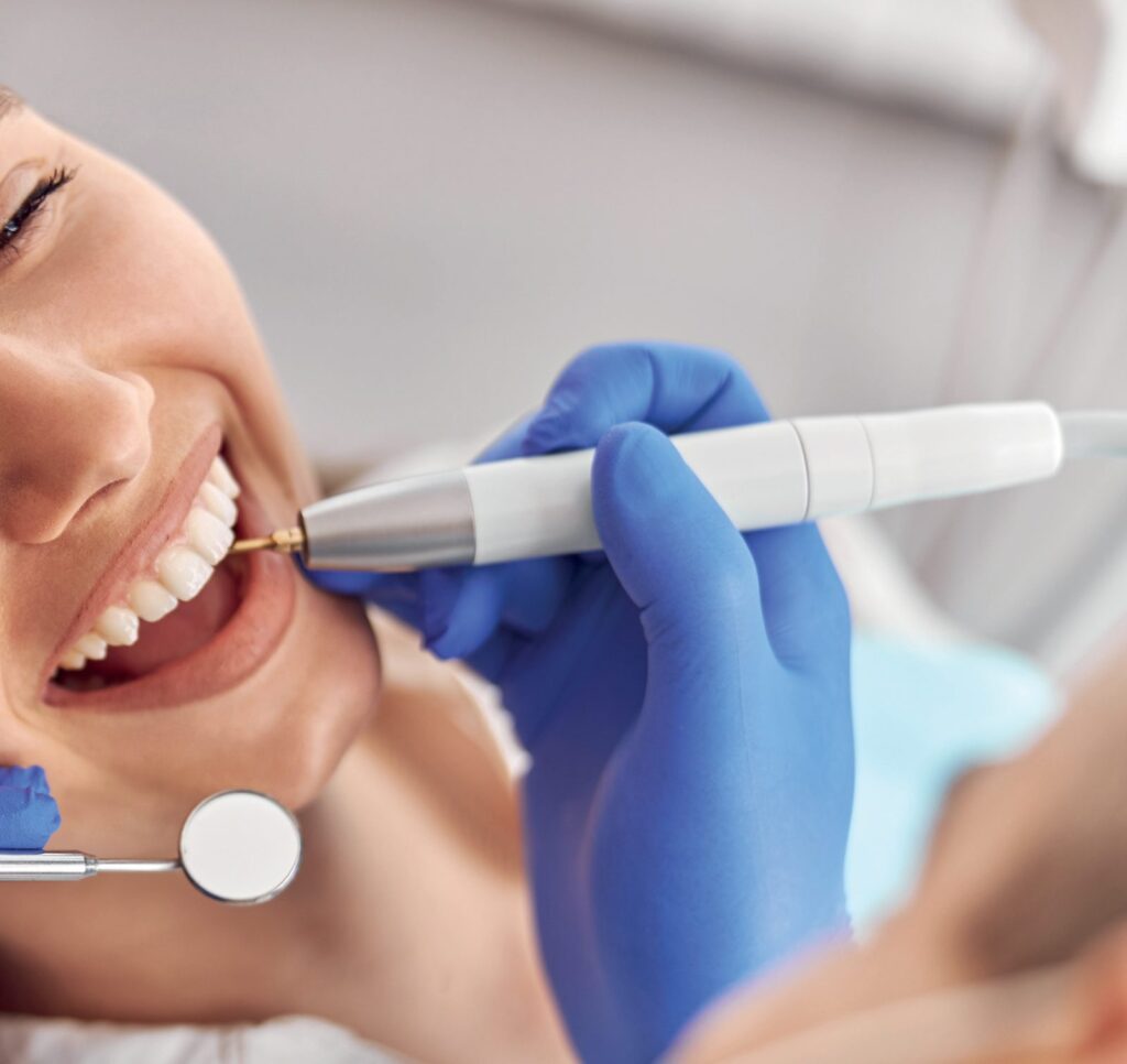 Smiling patient during a dental check-up