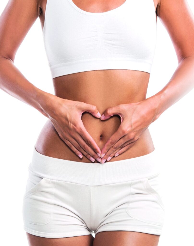 Hands forming a heart on the stomach