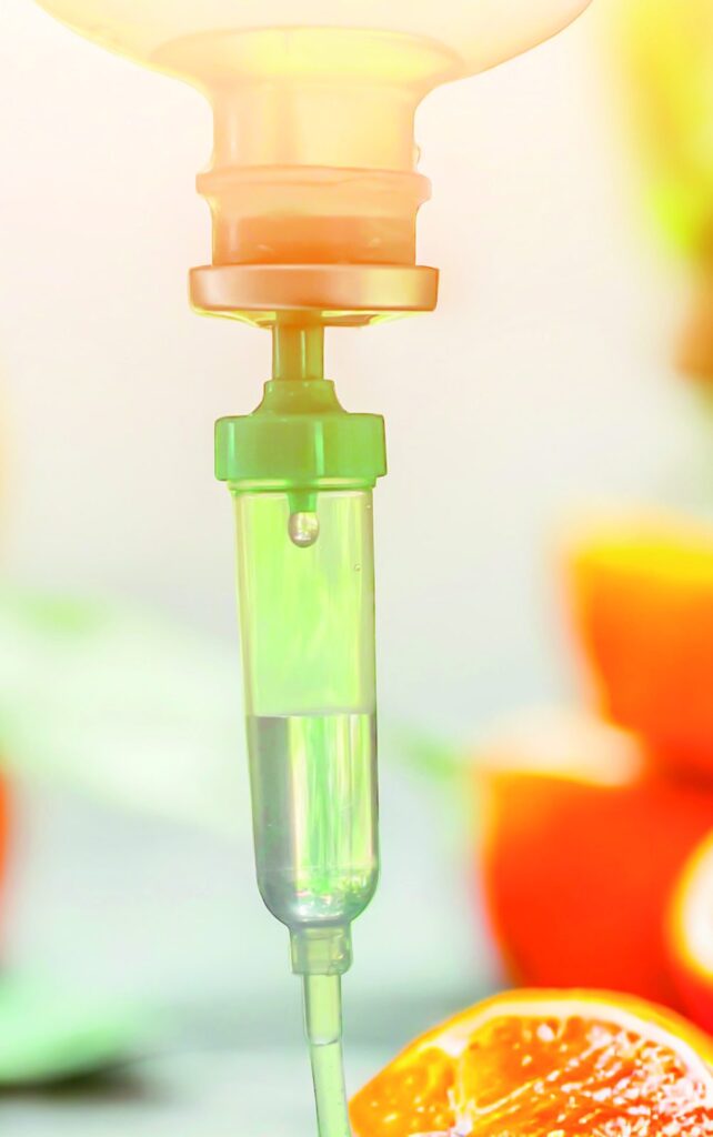 IV drip with fresh oranges