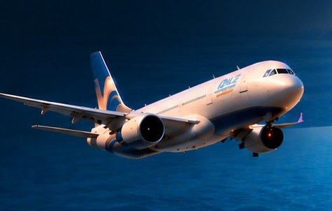 Passenger aircraft flying over the sea