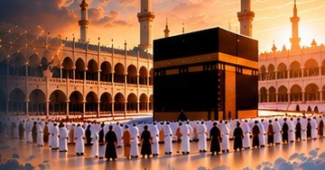 Pilgrims at the Kaaba in Mecca